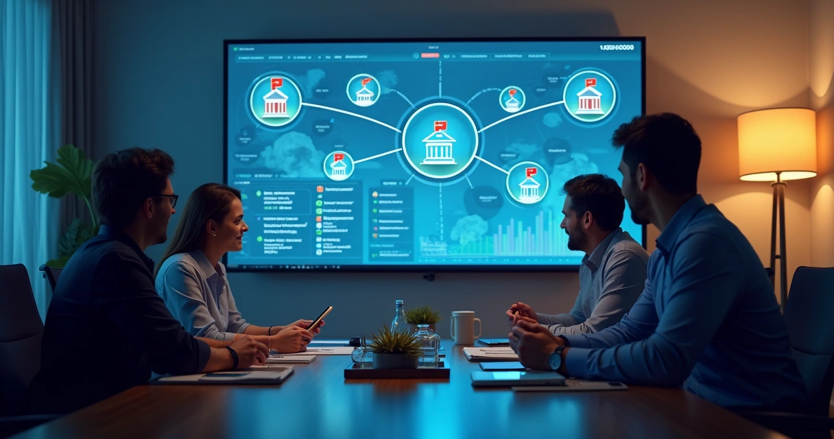 Time acompanhando dashboards de integração bancária