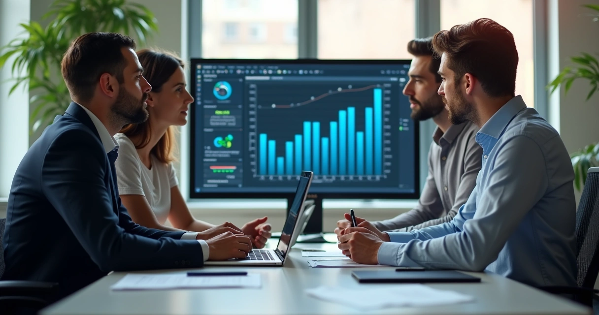 Equipe fiscal analisando automação no computador