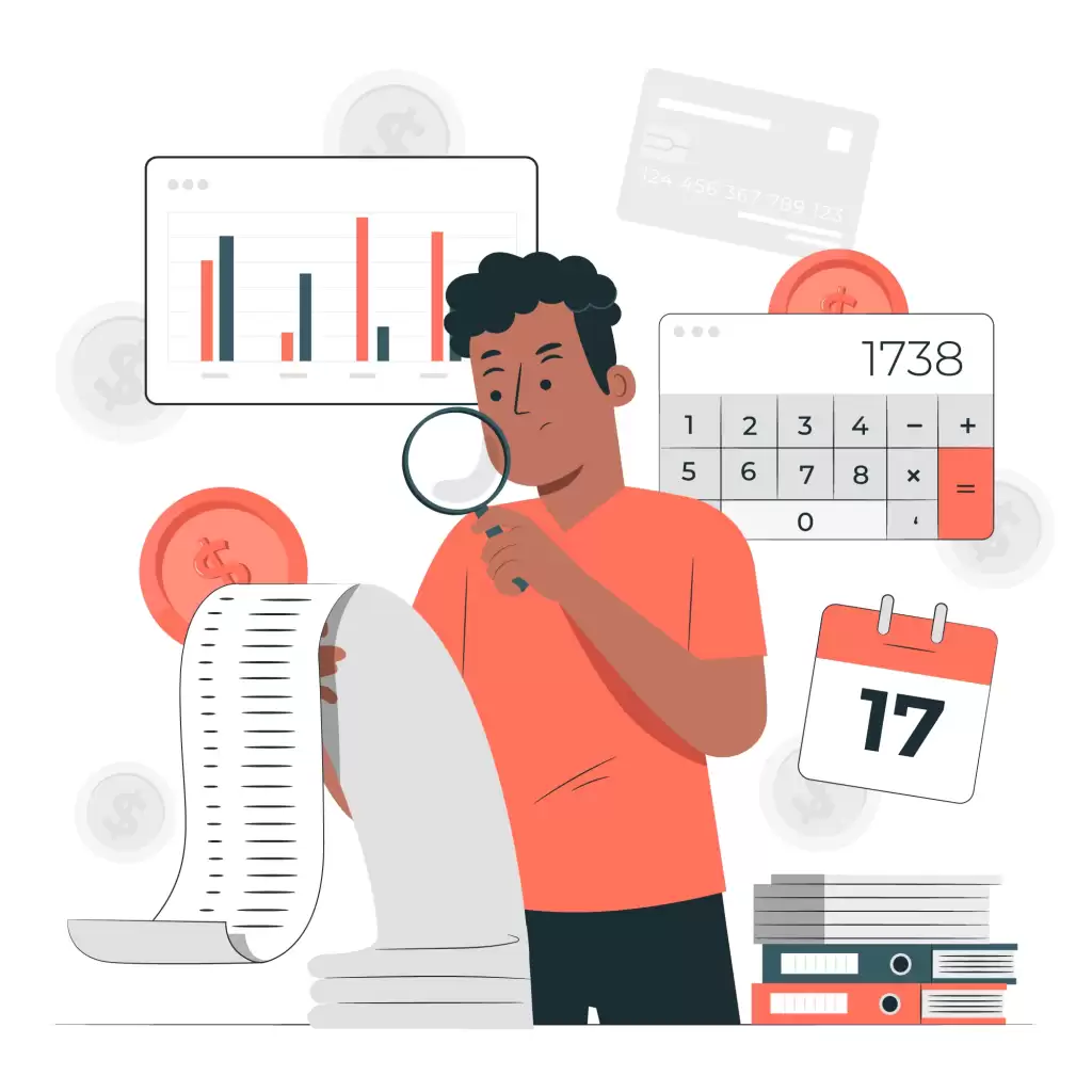 Homem negro utilizando uma lupa para analisar os gastos financeiros da empresa