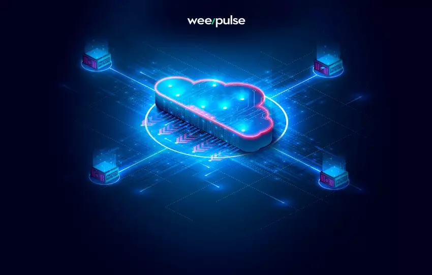 Símbolo de uma nuvem que representa um erp cloud, conectando sistemas e operações de forma digital