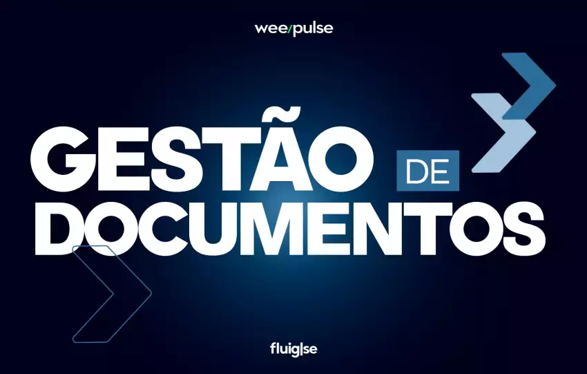 Imagem com um texto escrito gestão de documentos com a cor da fonte em branco e fundo azul brilhante