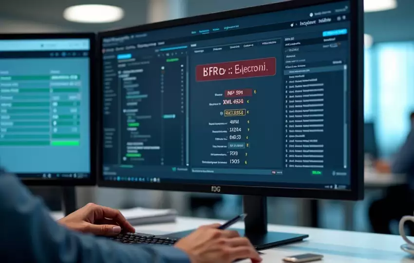 Tela de sistema ERP com rejeição de NF-e destacada em painel de alertas