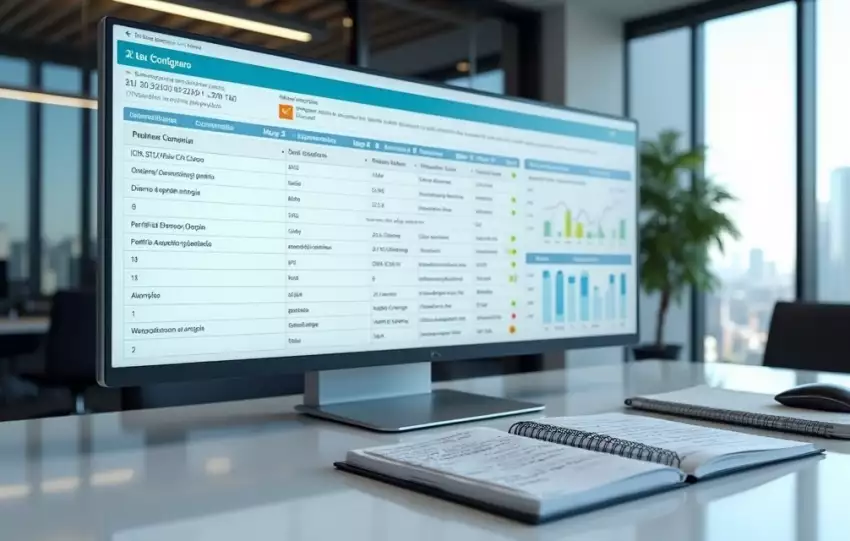 Tela de ERP com configuração de ICMS ST no Protheus em escritório corporativo